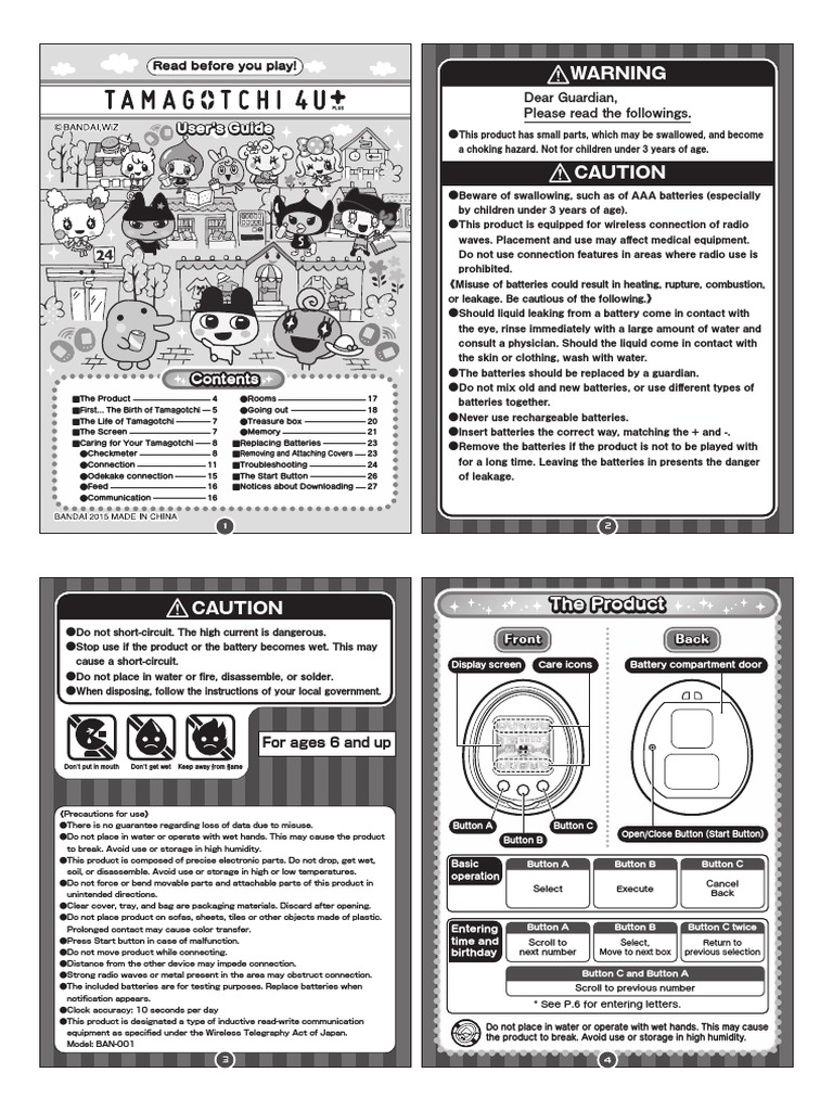 Tamagotchi 4U+ English Instruction Manual | PDF | Mobile App