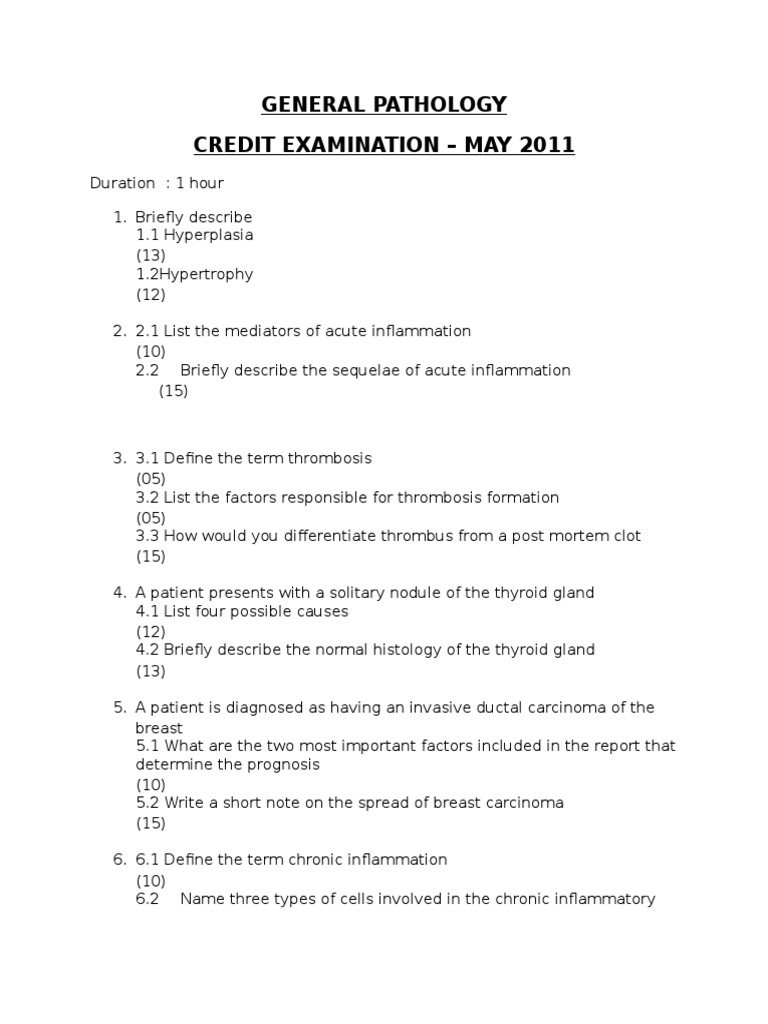 Pathology Exam Questions & Answers | PDF