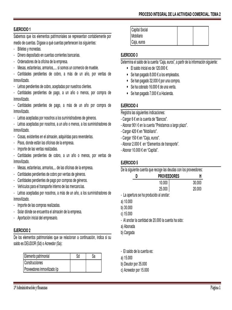 Ejercicios de Contabilidad Empresarial | PDF | Euro | Bancos
