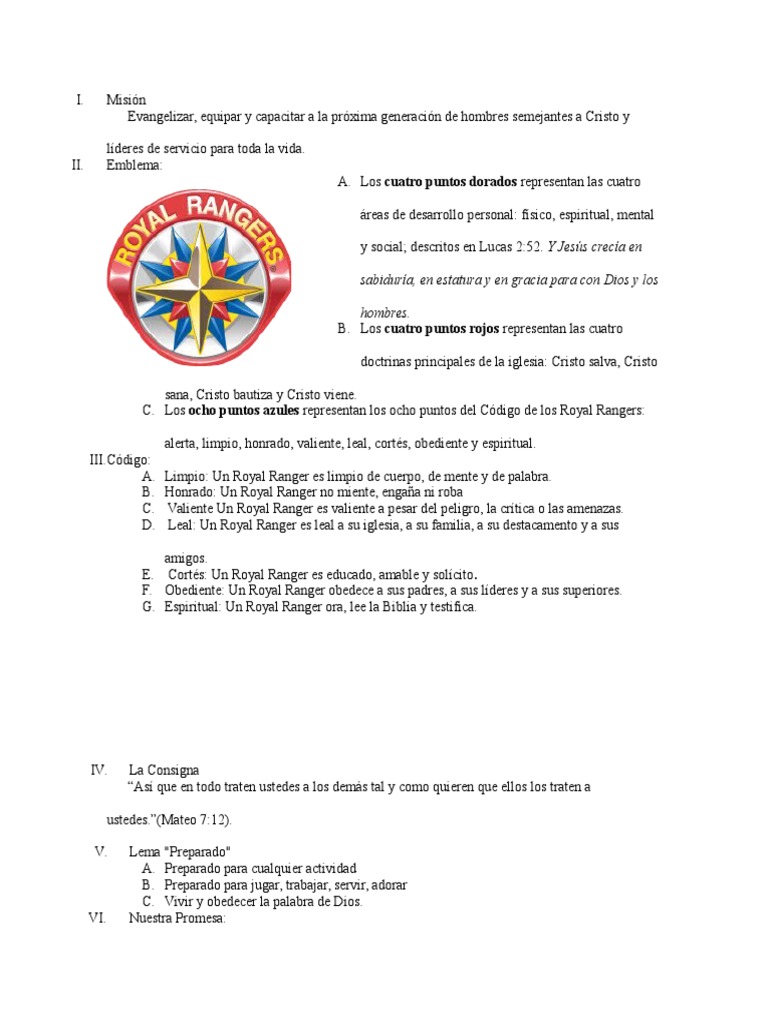 Emblema y Código de los Royal Rangers | PDF | Religión y espiritualidad
