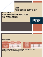 Calculations: Expected Required Rate of Return Standard Deviation Co-Variance