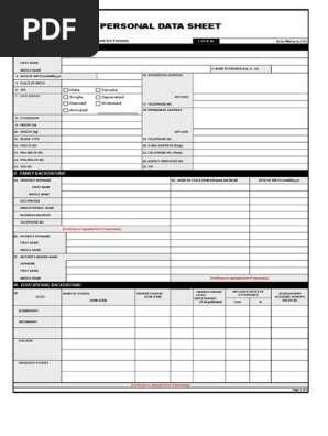 Personal Data Sheet
