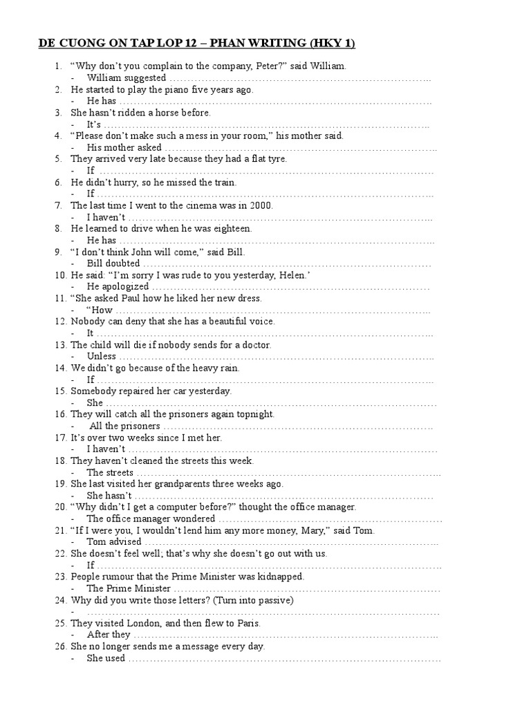 Writing Exercises for 12th Grade | PDF