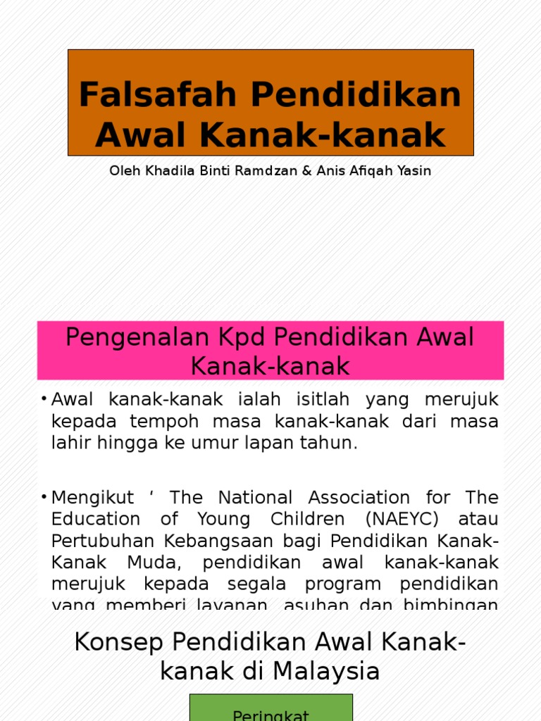 Definisi Pendidikan Awal Kanak Kanak