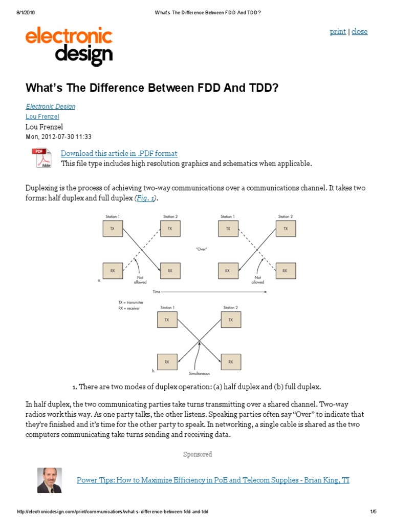 What’s the Difference Between FDD and TDD | Duplex (Telecommunications ...