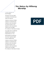 Hillsong Worship Lyrics This I Believe