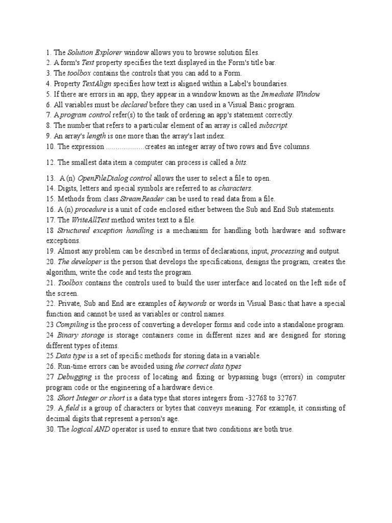 Soalan Fill in the Blanks  Computer Program  Variable 