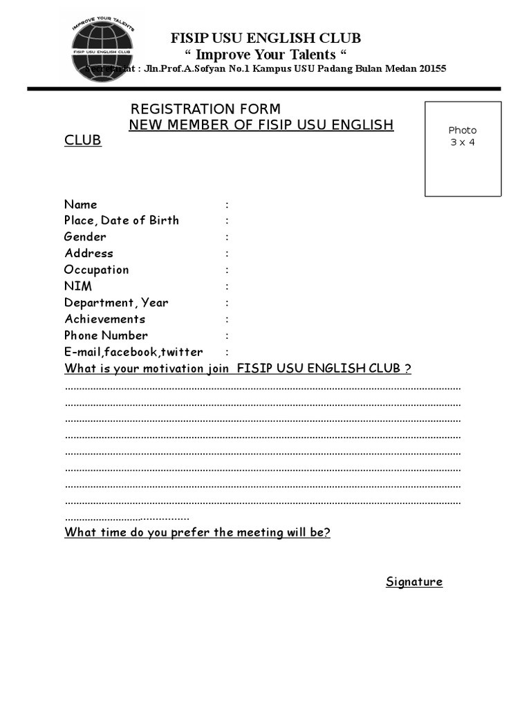 Registration Form Fish Club | PDF | Business
