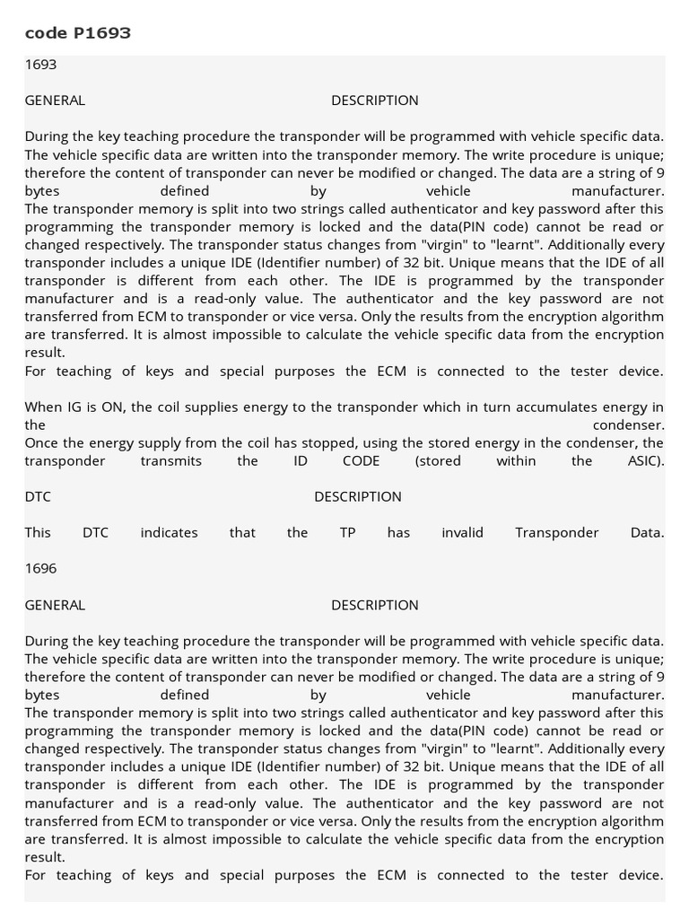 Code P1693 PDF Throttle Electrical Engineering