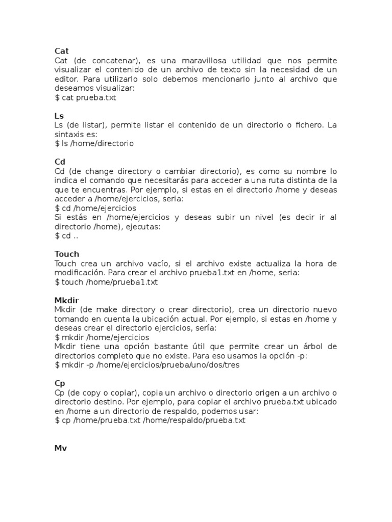 Comandos basicos de linux y observaciones pdf archivo de
