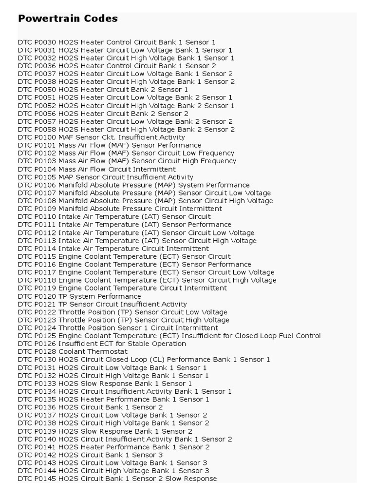 Powertrain Codes PDF Ignition System Transmission (Mechanics)