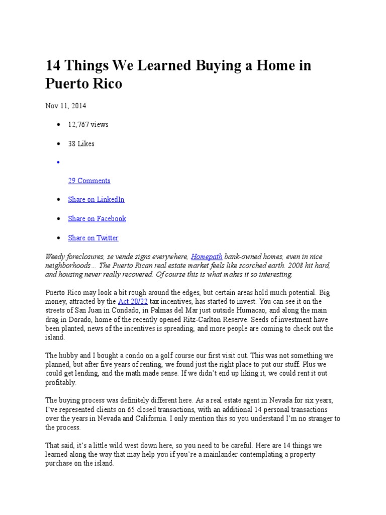 14 Things We Buying Home in Puerto Rico PDF Loans Sales