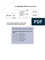 Simple Present Questions With How Much and How Many For Website