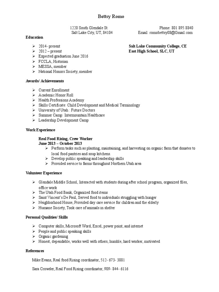 Bettsy Romo: Education Salt Lake Community College, CE East High School ...