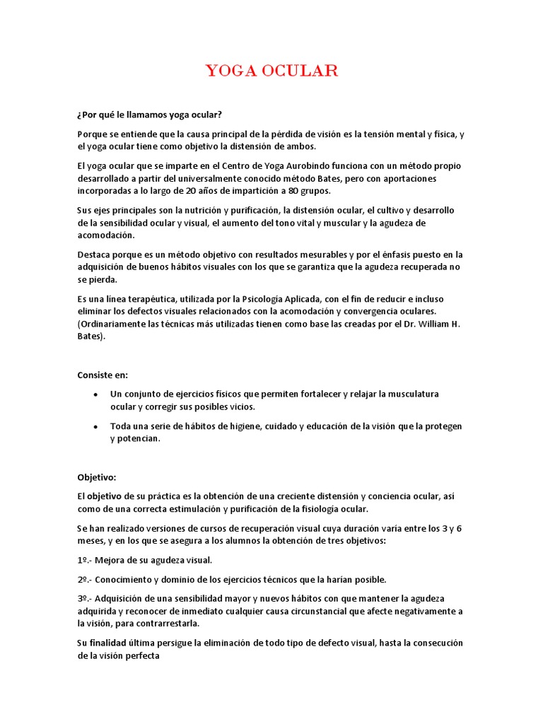 Yoga Ocular: Mejora Tu Visión | PDF | Ojo humano | Percepción visual