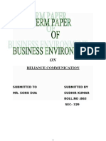 Reliance Comm - Sudhir Term Paper