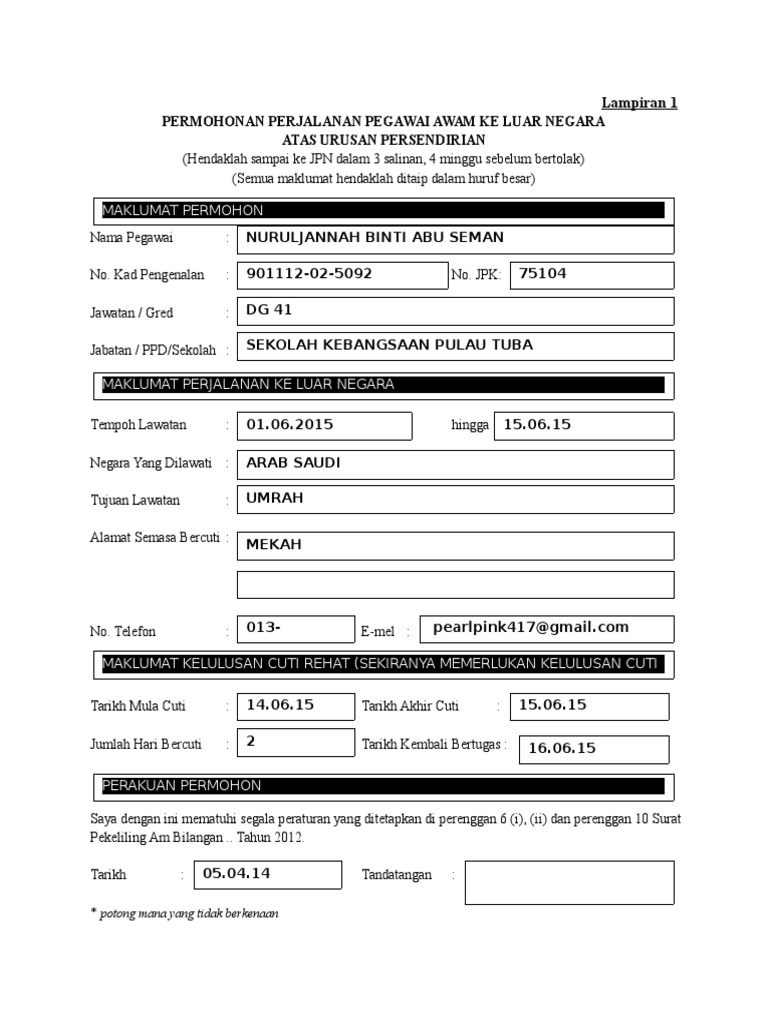 Borang Keluar Negara Baru Pdf