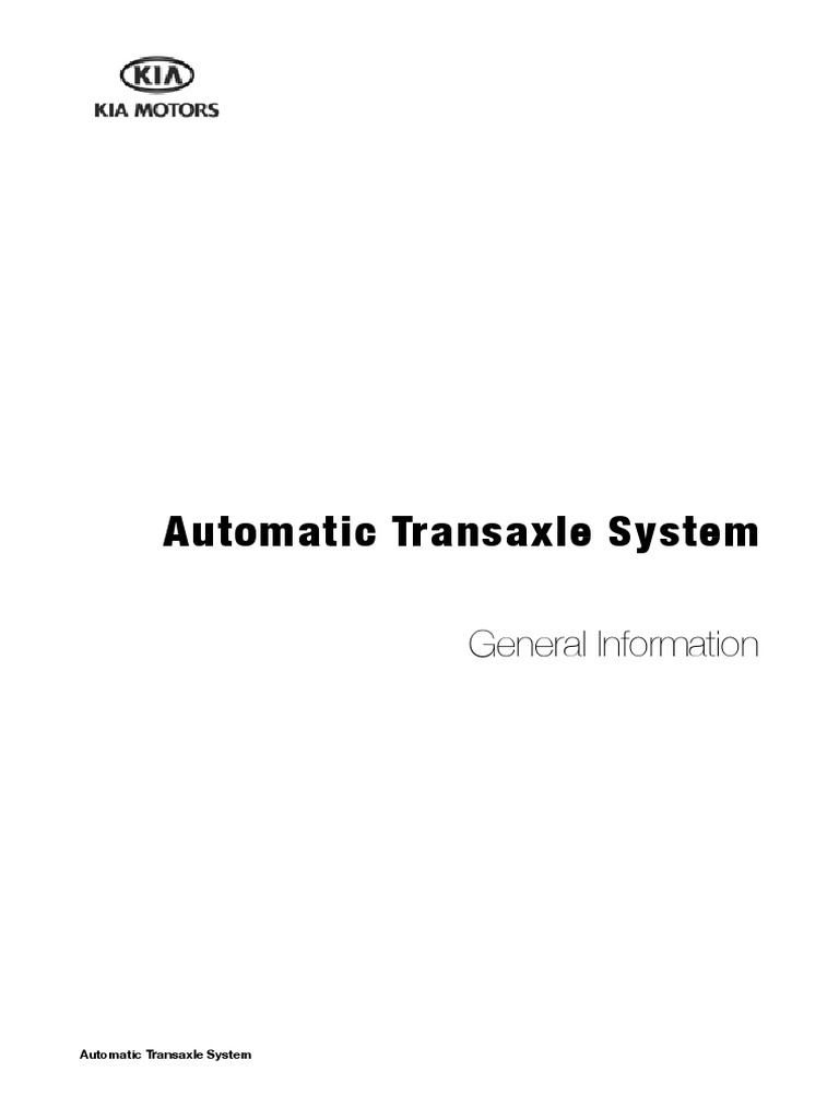 2009 Diesel A4CF2 Transaxle Overview | PDF | Automatic Transmission ...