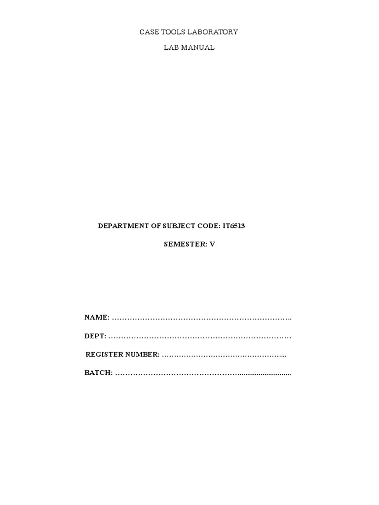 Case Tools LabManual PDF Use Case Authentication
