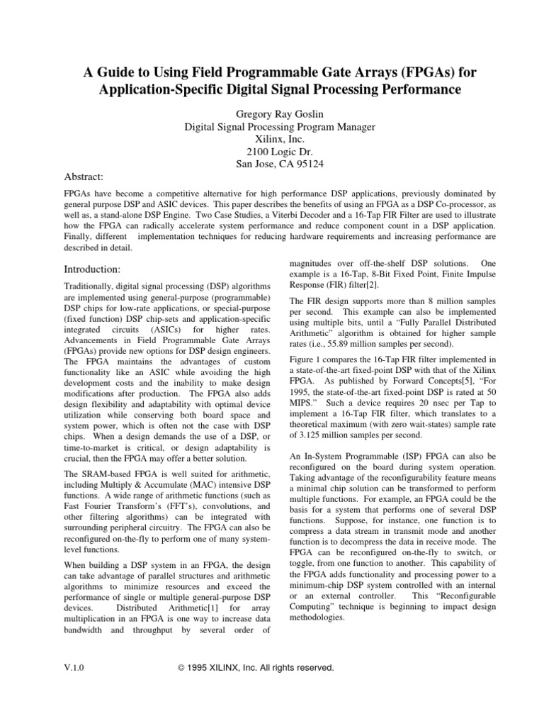 A Guide To Using Field Programmable Gate Arrays (Fpgas) For Application ...