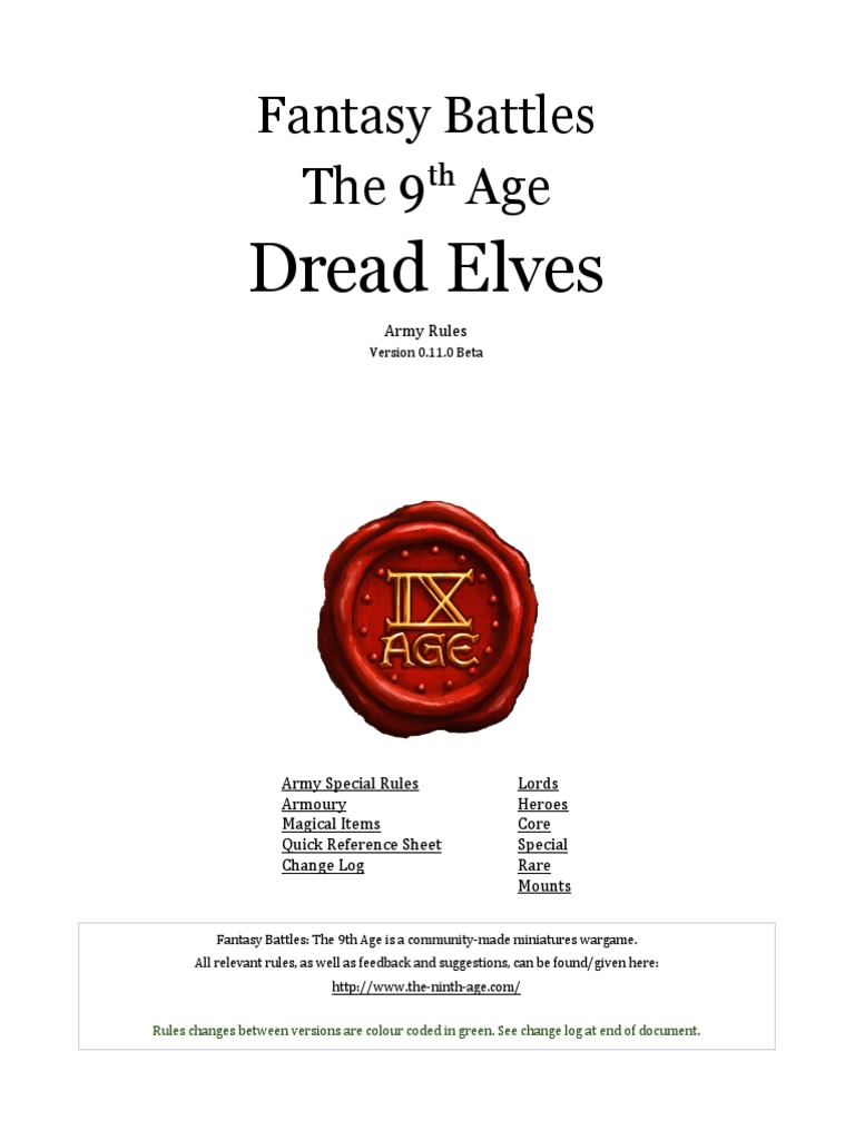 Dread Elves Army Rules for 9th Age | PDF | Elf (Dungeons & Dragons ...