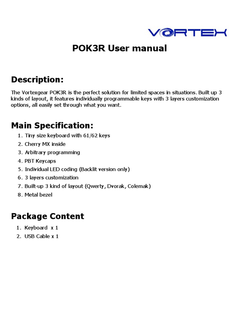 Pok3r User Manual V1 5 Computer Keyboard Ibm Pc Compatibles