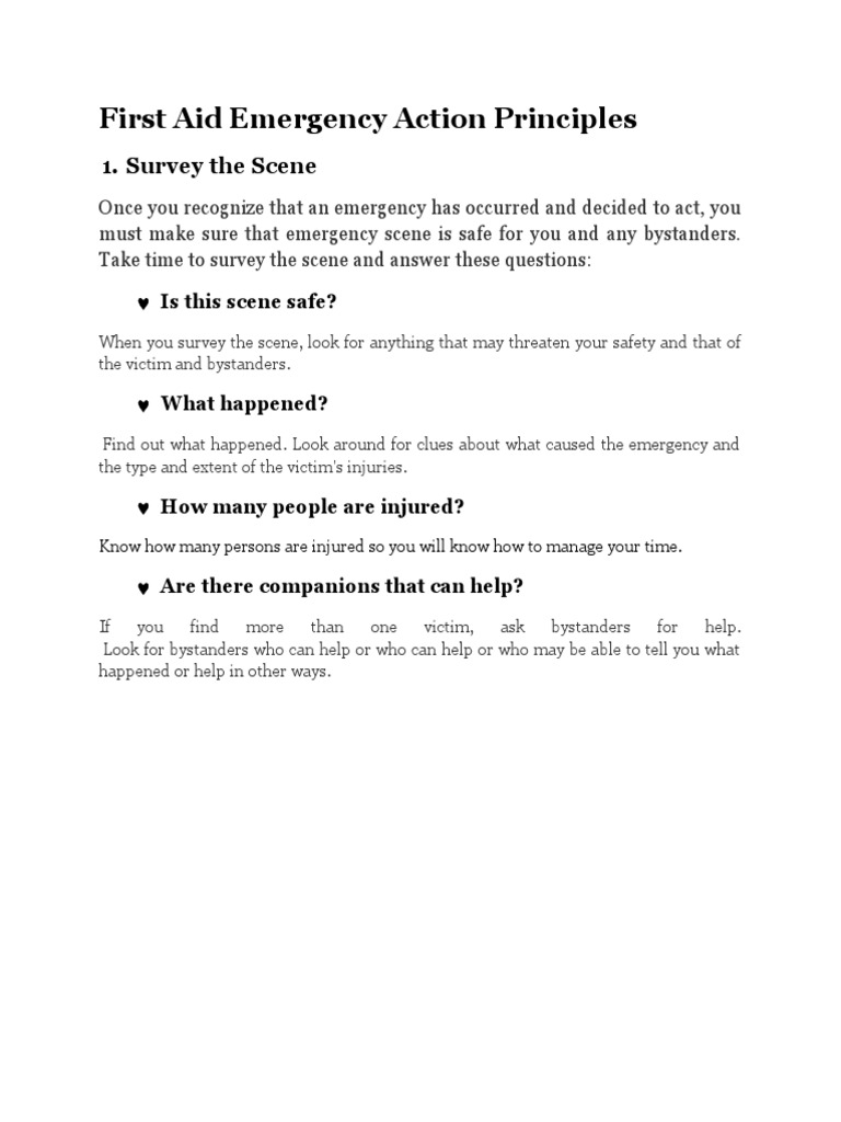 First Aid Emergency Action Principles PDF Emergency Pain