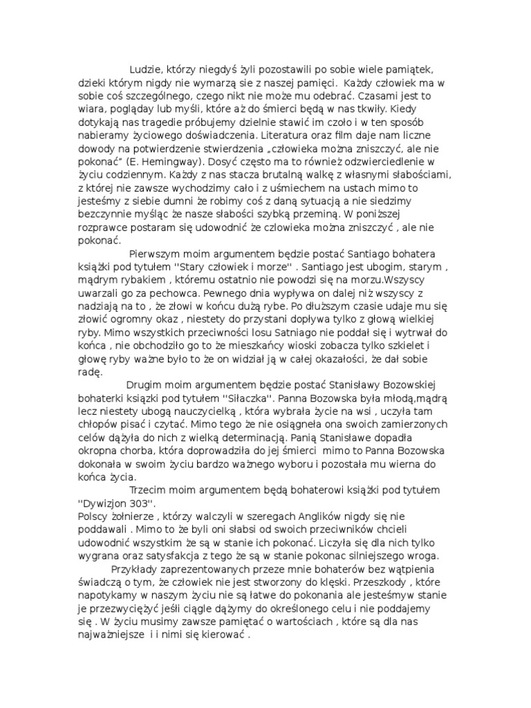 Stary Człowiek I Morze Rozprawka