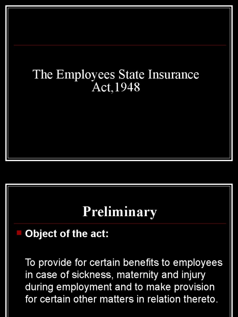 The Employees State Insurance Act, 1948 PDF Employment Wage