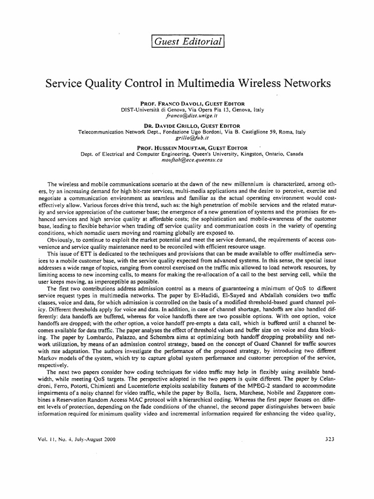 Service Quality in Multimedia Networks | PDF | Telecommunication ...