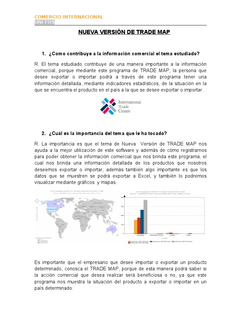 Nueva Versión de Trade Map: Guía Práctica | PDF | Exportaciones | El ...