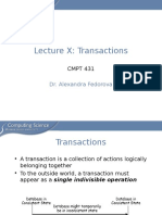 Lecture X: Transactions: Dr. Alexandra Fedorova