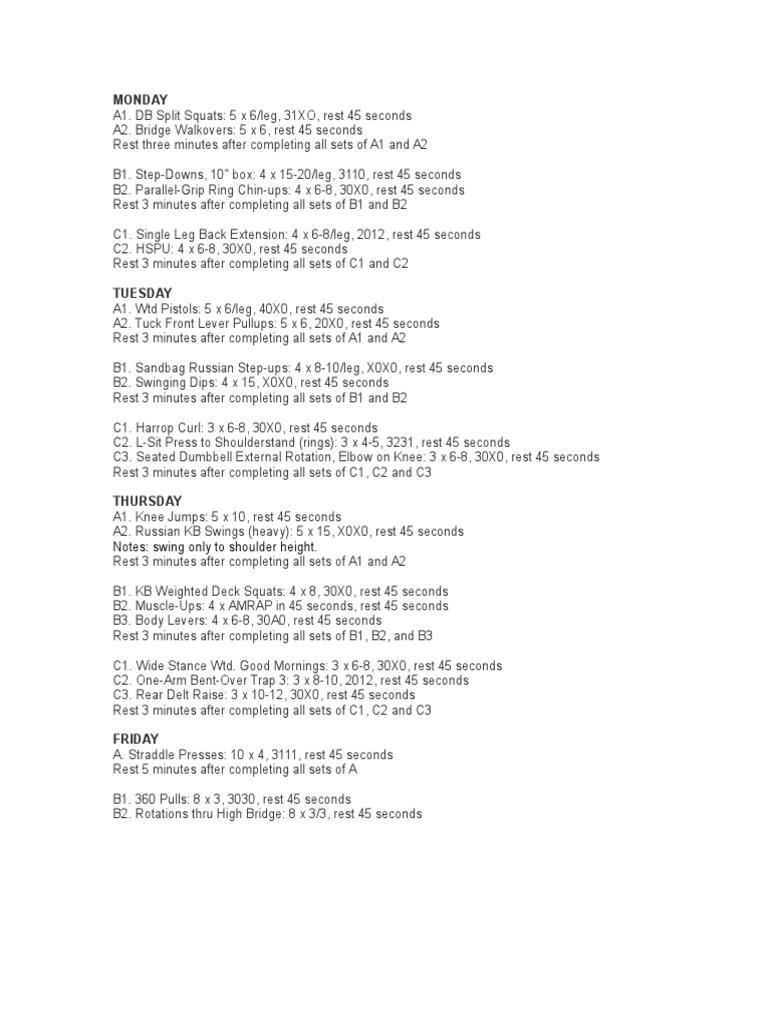 Gymnastics-Based German Body Composition Workout, Month 1 | PDF