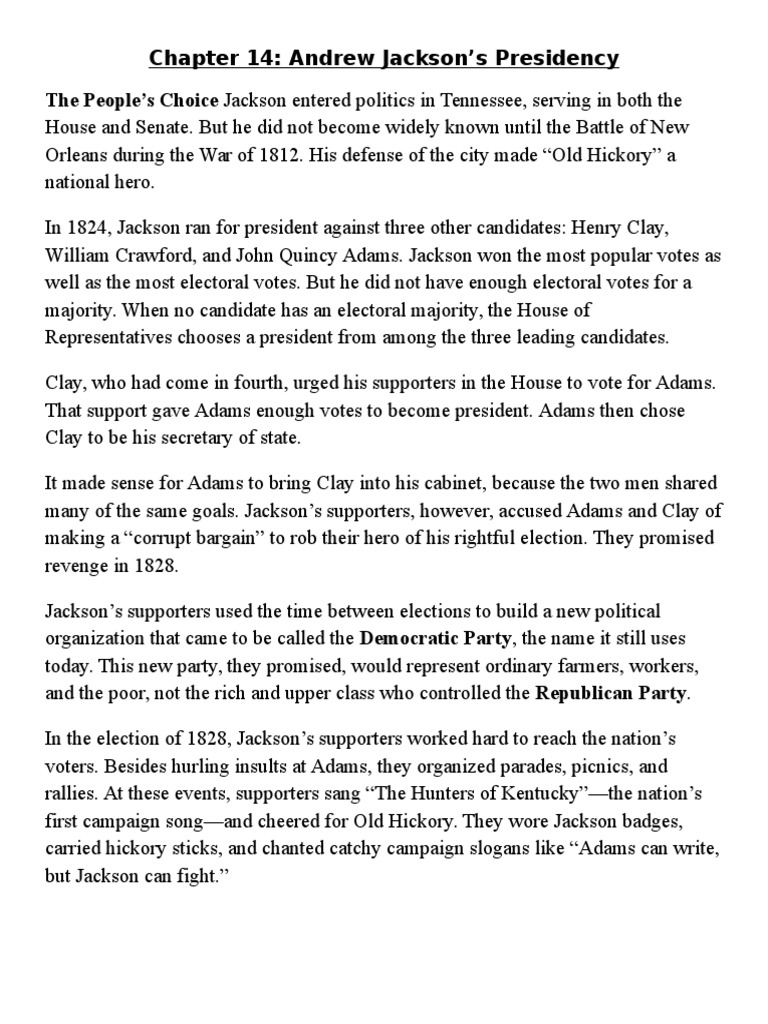 Jackson's Rise and Democratic Shift | PDF | Andrew Jackson | Heads Of ...