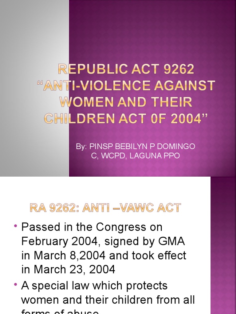 Lecture on RA 9262Ppt Victimology Restraining Order