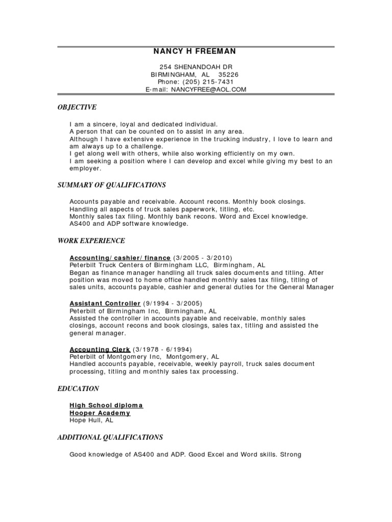 Experienced Trucking Accountant | PDF