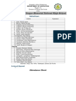 Davao Del Norte Attendance Sheet for NAtulinan Extension School