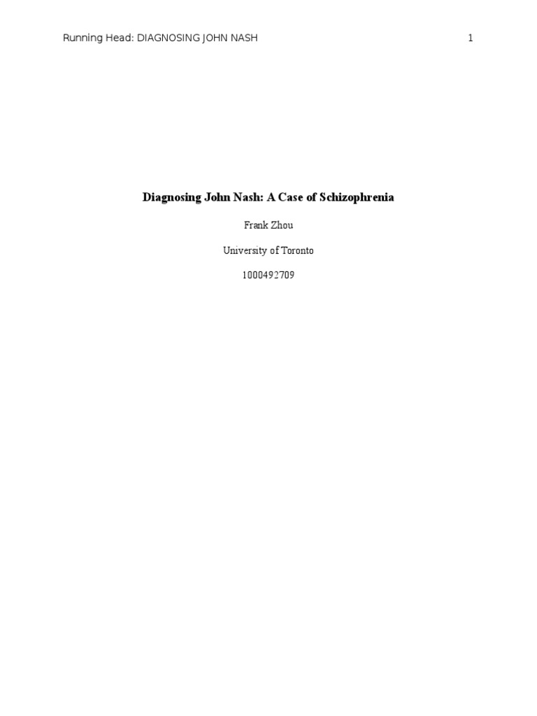 Diagnosing John Nash | PDF | Mental Disorder | Schizophrenia