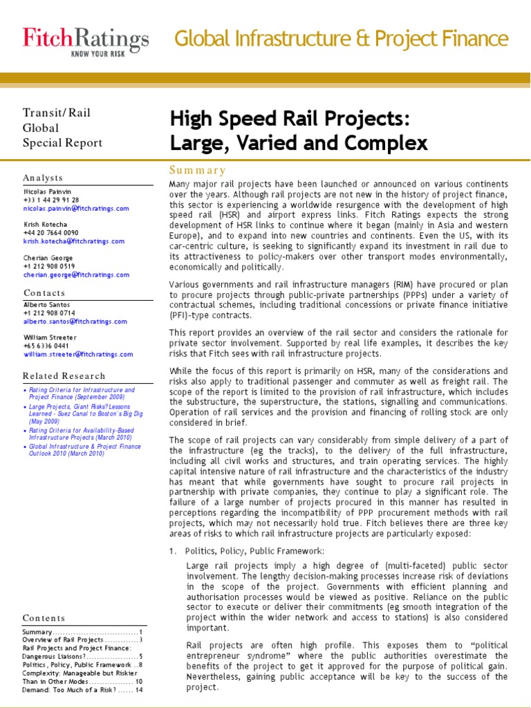 High Speed Rail Projects. Fitch | PDF | Public–Private Partnership ...