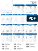 Calendario 2016 Formato Vertical