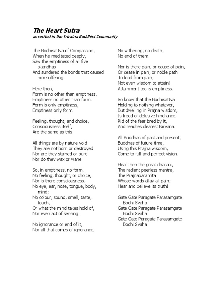 Heart Sutra Pdf Sunyata Buddhist Philosophical Concepts