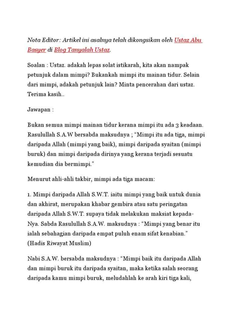 Mimpi Solat Istikharah Pdf