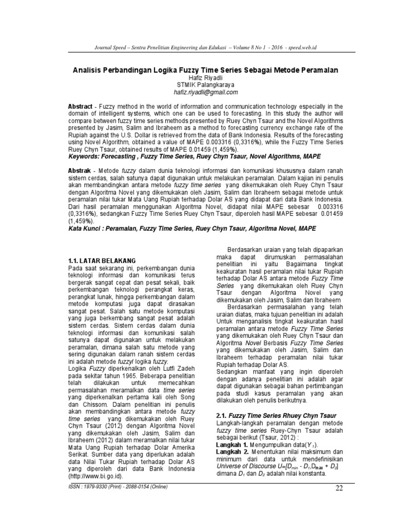 Perbandingan Metode Fuzzy Time Series | PDF | Metode & Bahan Ajar