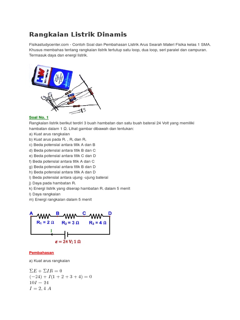 Contoh Soal Dan Pembahasan Listrik Dinamis Kelas 12 Sma - Bagikan Contoh