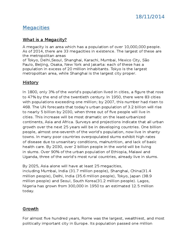 18/11/2014 Megacities: What Is A Megacity? | PDF | Environmental Social ...