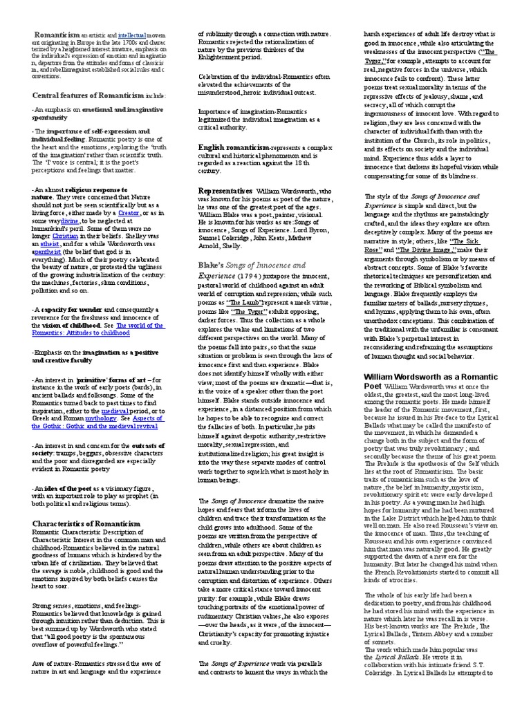 Understanding Romanticism's Core Themes | PDF | Samuel Taylor Coleridge ...