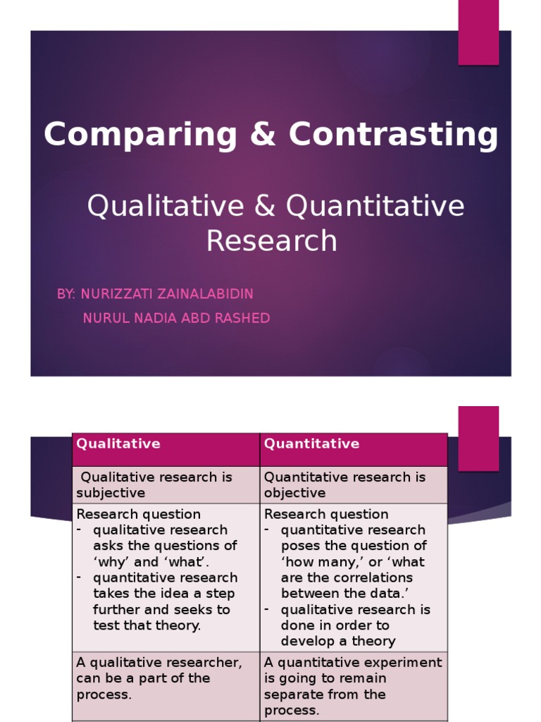 Comparing Qualitative and Quantitative Research | PDF | Quantitative ...