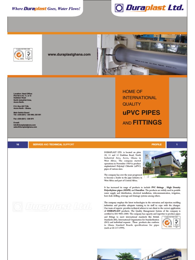 Duraplast uPVC Pipes Overview | PDF | Polyvinyl Chloride | Pipe (Fluid ...