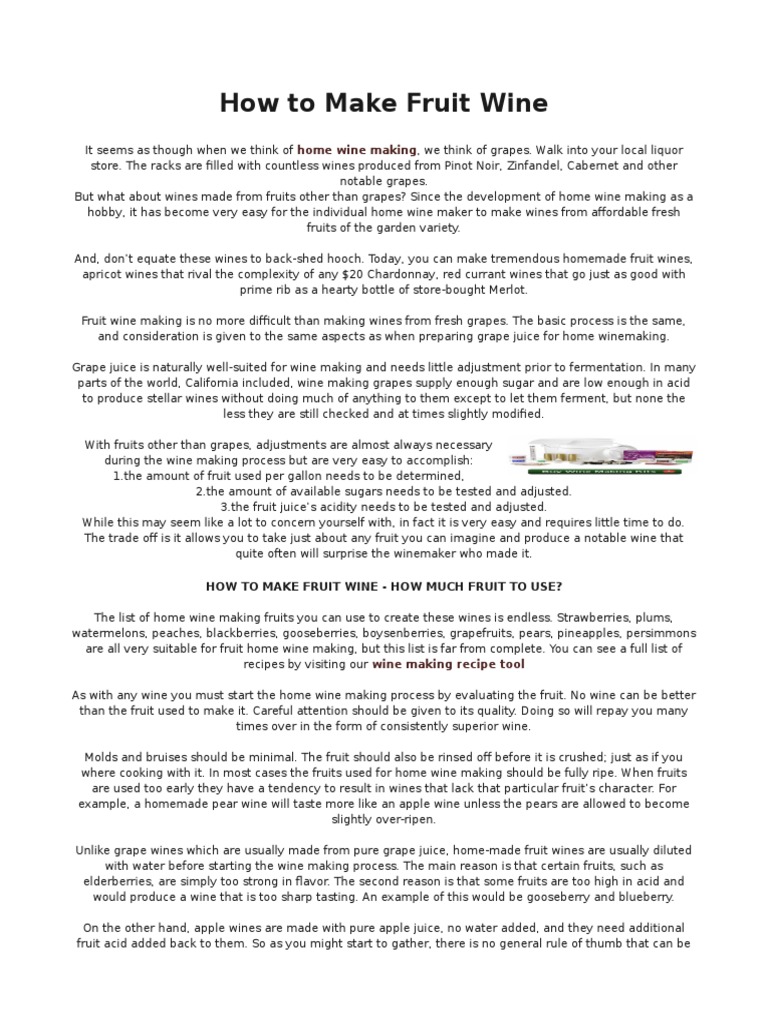 How to Make Fruit Wine 1 Wine Winemaking Free 30day Trial Scribd