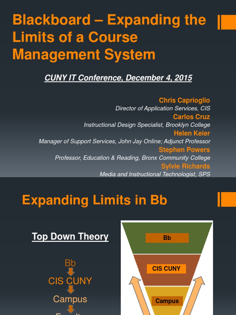 CUNY IT Presentation Blackboard Expanding The Limits Of A Course 